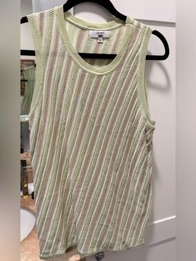 Women's Light Green Striped Knit Tank (Saunders)
